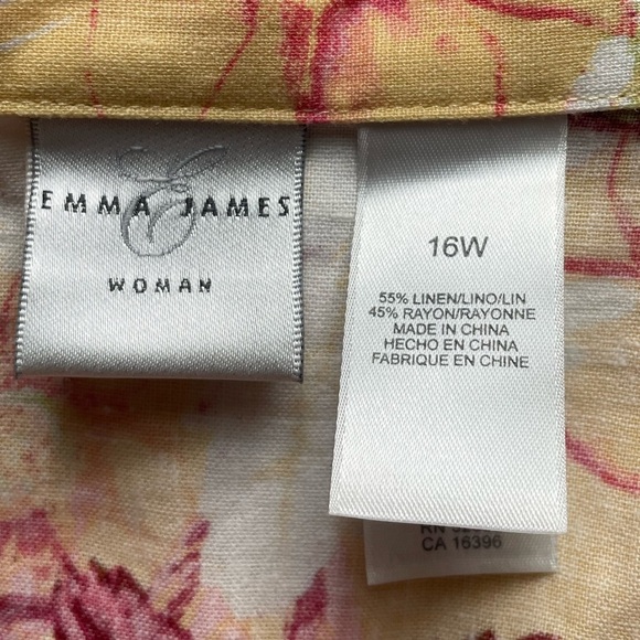 Emma James Linen Rayon Butter Yellow Floral Tiered Skirt 16W Fairy Cottage Boho - Picture 6 of 9